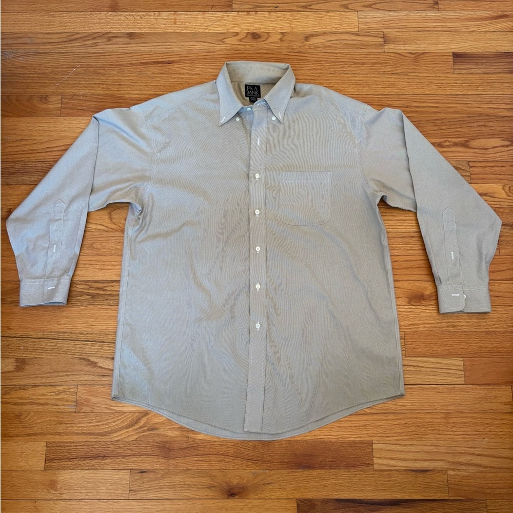 Jos. A. Bank Light Brown and White Pinstripe Dress Shirt
